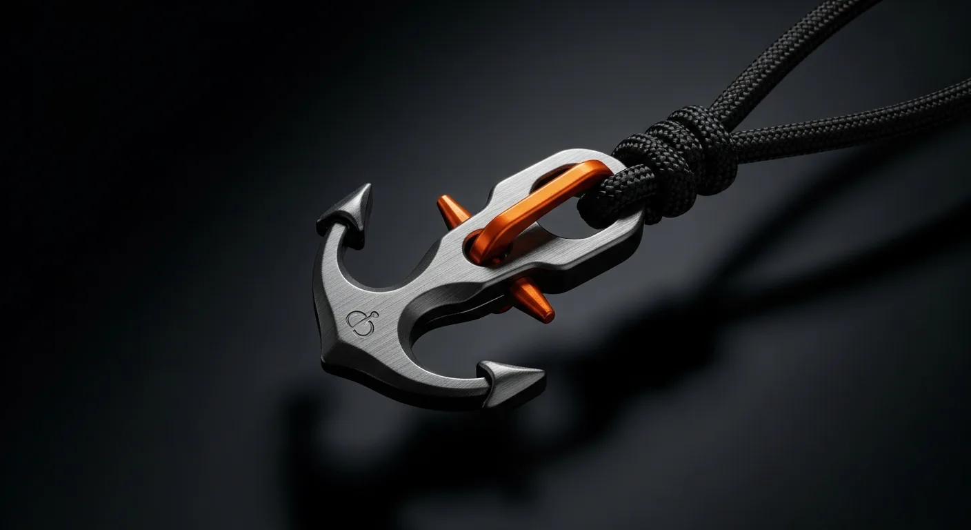 Anchor Latch MO-A1 suspended on a charcoal paracord loop