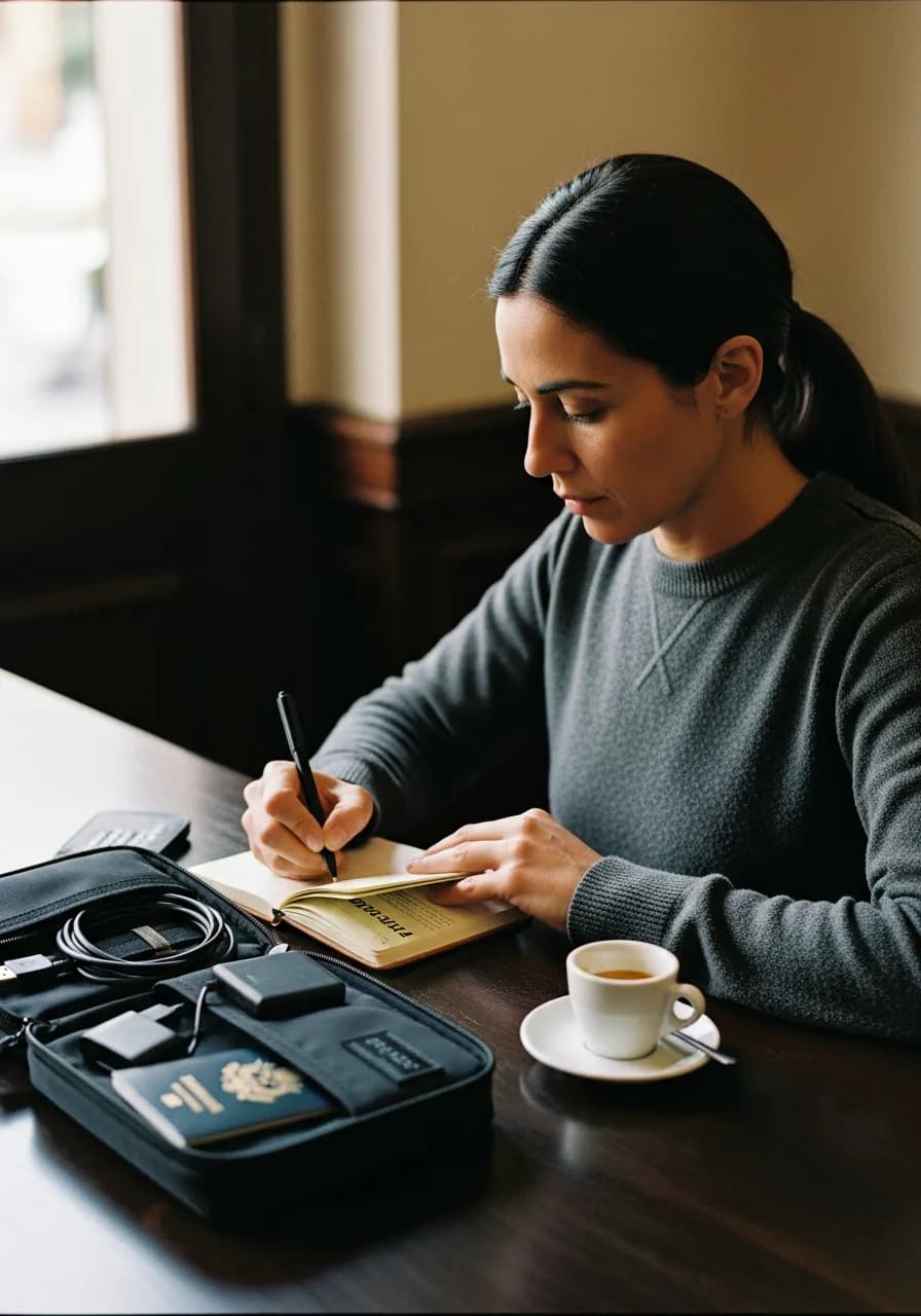 Joana Reis documenting a field test on a hotel desk in Mexico City